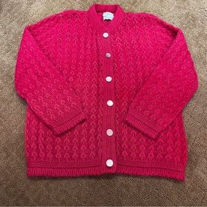 Du Barry raspberry pink button down cardigan size small